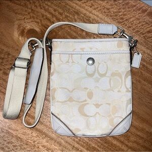Coach Signature Print Cream Crossbody